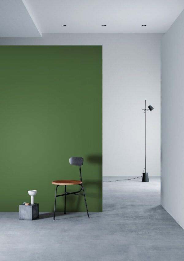 3M DI-NOC Solid Colour Architectural Finish PS-1010 Green Jeans installation render on a wall