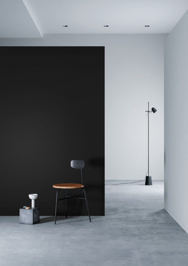 3M DI-NOC Solid Colour Architectural Finish PS-1870MT Pure Black Matte installation render on a wall