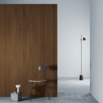 3M DI-NOC Premium Wood PW-2315 Equine Walnut Matte installation render on a wall