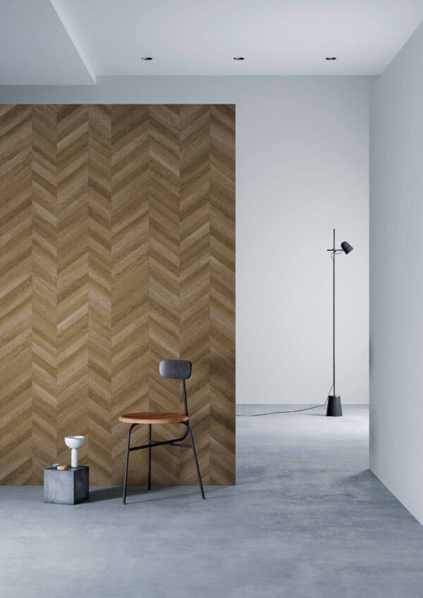 Interior wall render of 3M DI-NOC Architectural Finish FW-2426 Herringbone Oak